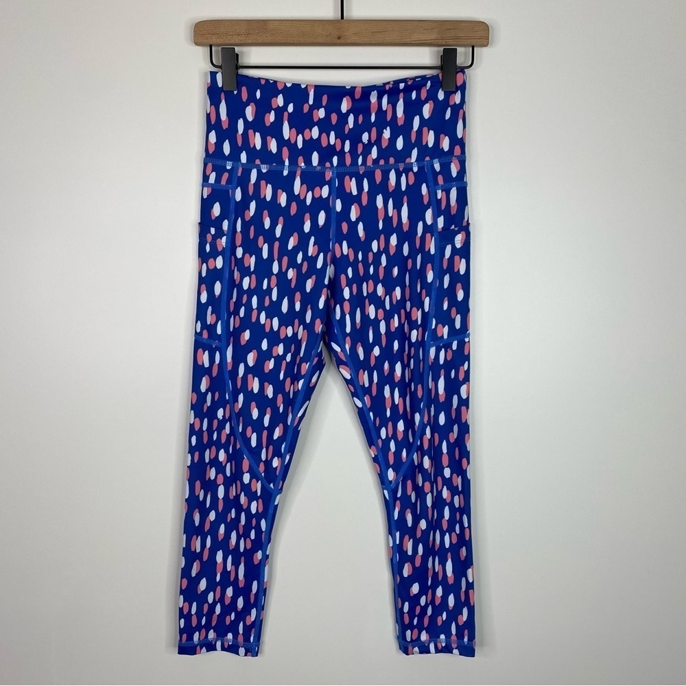 Zyia Active Drop of Spring Blue Light N Tight Pocket Crop Leggings 20" EUC